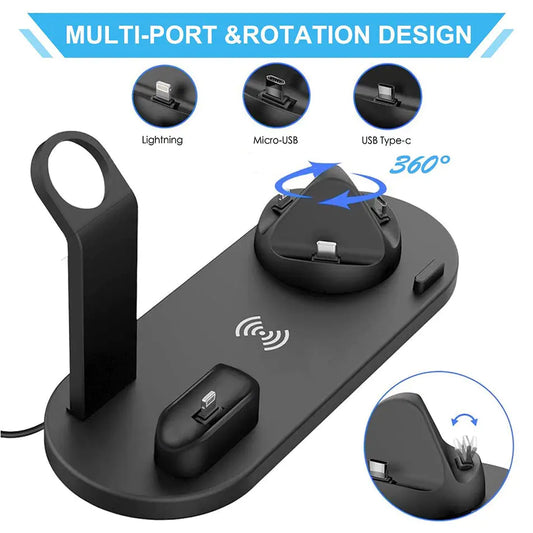 Carregador Sem Fio 7 em 1 com Suporte