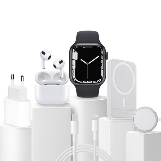 Kit 6 em 1 – Smartwatch 9 Plus+ Magsafe + Fones + Carregador + Adaptador + Base